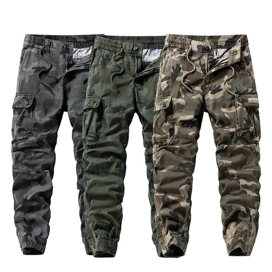 Men's Loose Casual Cargo Pants - Black Menswear with Drawstring Cuffs, Multiple Pockets, Drawstring Fit, Stylish Retro Casual Edge, All Seasons, Back to School First Day Outfits