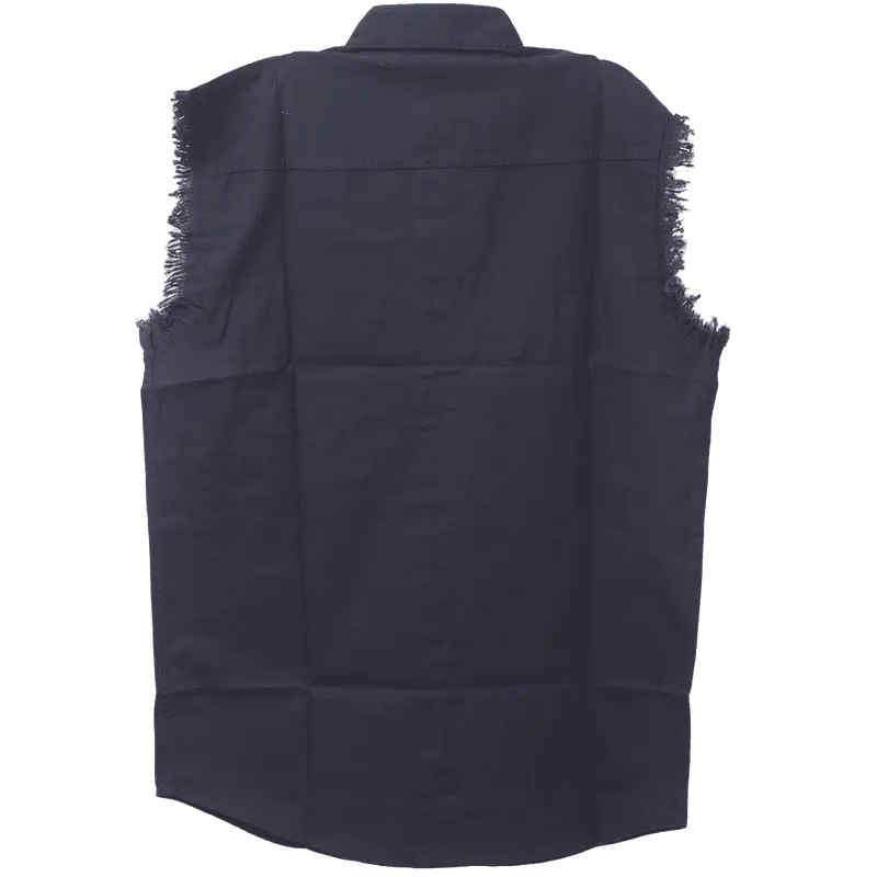 Vance - Men's Biker Motorcycle Dark Blue Cut Off Sleeveless Shirt