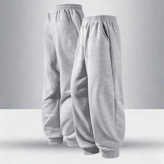 3pcs Men's Solid Cuffed Sweatpants - Elastic Waist Drawstring, Outdoor Fitness Running Daily Wear Pants