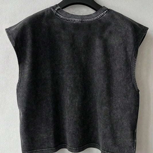 Unisex Washed Vest, Gothic Angel Design, Casual Street Style, Streetwear Tank Vest, Comfortable Fitted Top, Ideal for Outdoor Activities & Parties