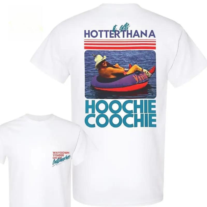 Unisex Short-Sleeve Round Neck Cotton T-Shirt, Hotter Than a Hoochie Coochie Graphic, Vintage Southern Casual Menswear, Soft Breathable Festival/Country Lake Party Top, 24H Fast Shipping Gift, Shortsleeve, Tshirt