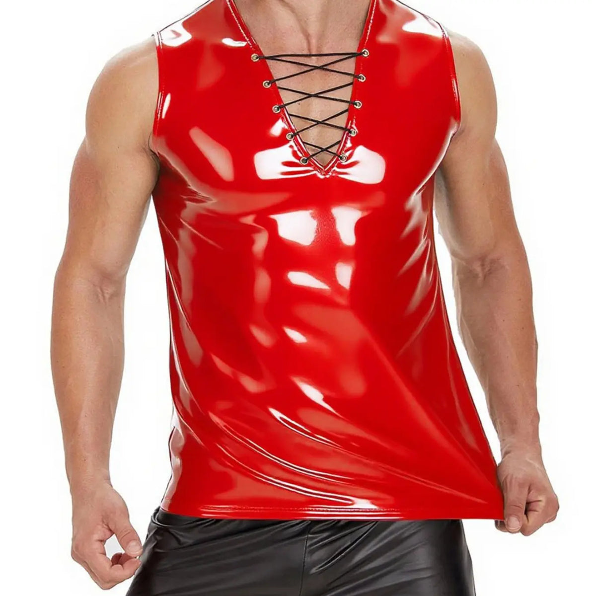 Men's Sleeveless Half-Zip Pull-On Slim Fit Elastic Nightclub Top, Comfortable and Stylish, Perfect for Evening