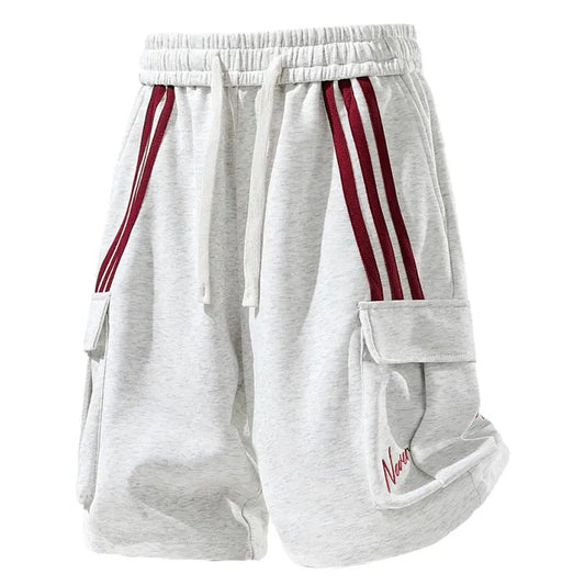 Men's Loose-Fit Color-Block Stripes Streetwear Shorts - Casual Straight Fit, Drawstring, Pockets, Breathable Fabric, Activewear, Men's Clothing, Party Mens Bottoms