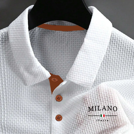 Y314milano Men's Summer Polo Shirt, Casual Polo Shirts, Knitted Shirt, Quick-Dry Breathable Geometric Pattern, Slim-Fitting Casual Sporty Top, Essential Men's Clothing