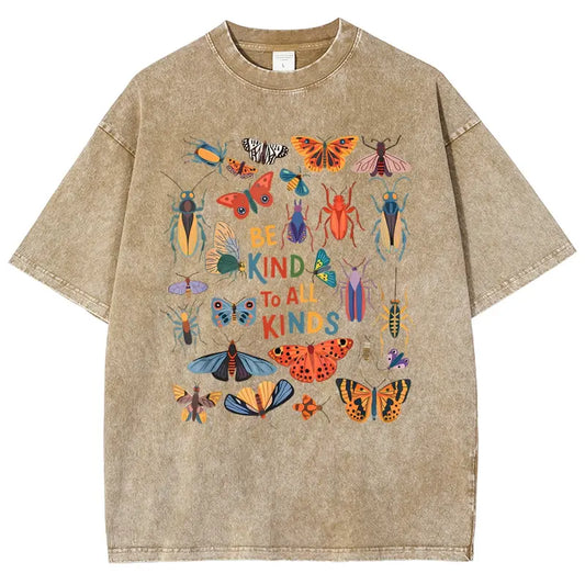 Men's Cotton Tshirt - Vintage 90s "Be Kind To All Kinds Insect Bugs" Graphic Top, Oversized Trendy Menswear Streetwear, Casual Vacation Outfit