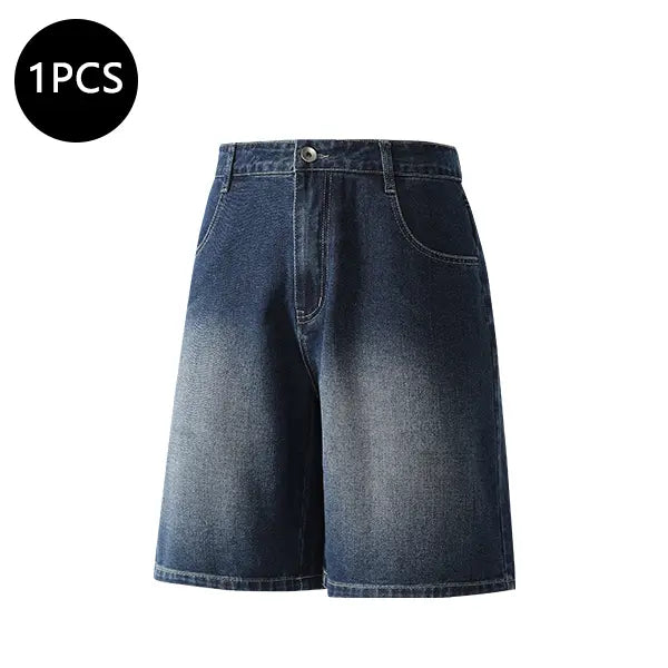 5-Pack Men’s Summer Knee-Length Denim Shorts — Trendy High-Street/Streetwear Athletic Casual Loose Fit, Ideal for Fitness and Running