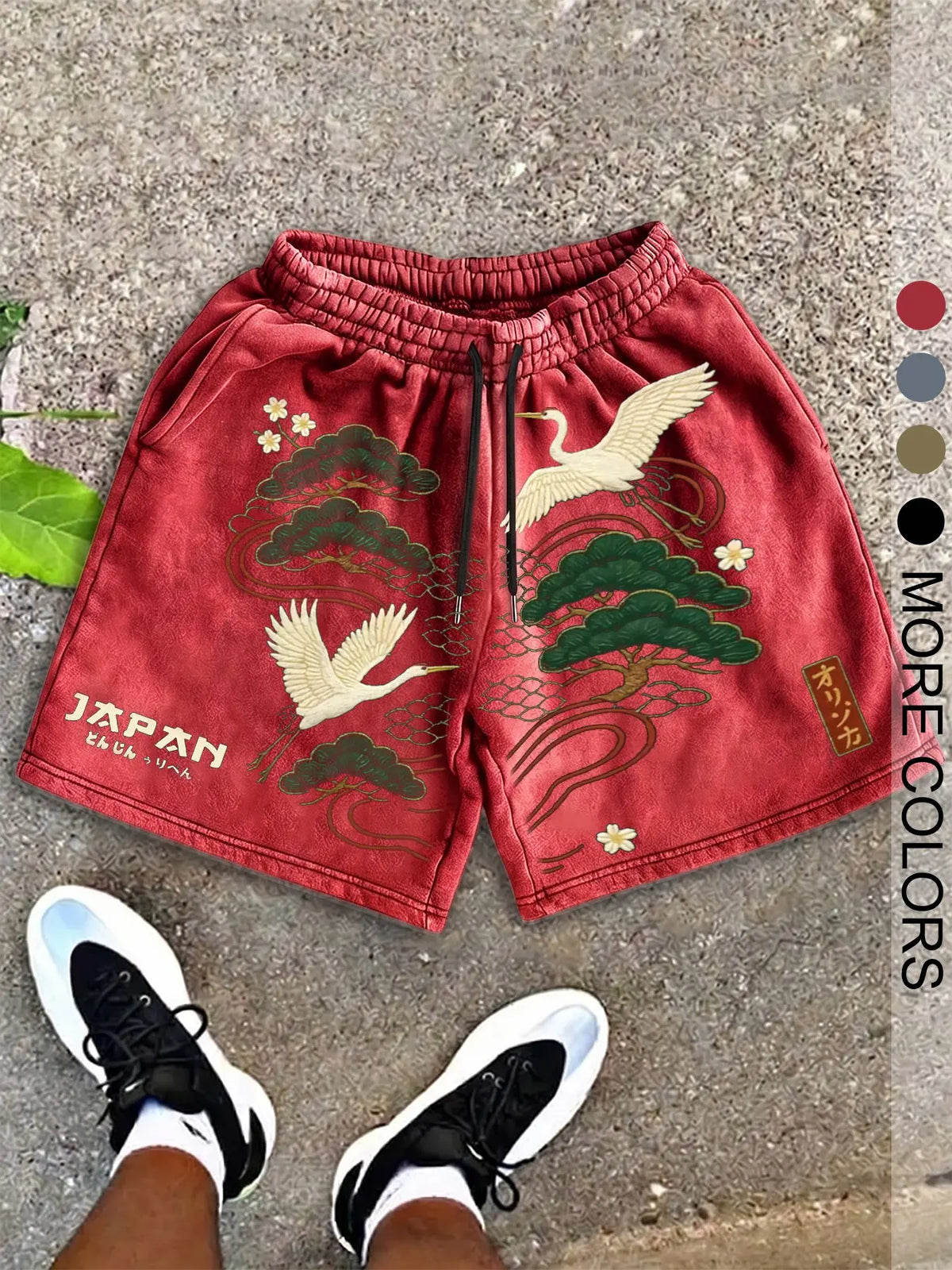 Men's Graphic Shorts, Street Style, Casual Knee-Length Fit, Drawstring Waist, All-Season Comfortable & Versatile Wear, Casual Summer Shorts
