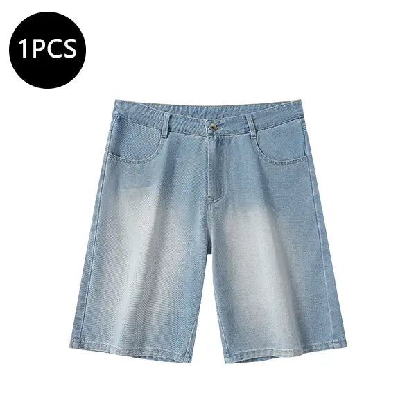 Men’s summer mid-thigh denim shorts — trendy streetwear shorts for summer, casual loose fit, versatile men’s pants
