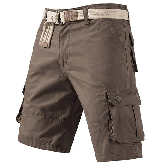 Menswear 5-Piece Men's Shorts Set - Breathable, Wear-Resistant, Wrinkle-Resistant Pure Cotton, Outdoor Commuting, American Vintage Cargo & Sports-Casual Mid-Thigh Styles, Multi-Pocket Outdoor Men's Shorts