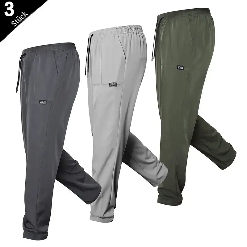 Men's 5 Piece Stylish Classic Casual Pants Set High Stretch Composite Fabric, Plain Regular Fit, Elastic Drawstring Waist, All Season Sporty Chic Clothes, Ideal for Daily Wear, Father's Day Gifts, Basics
