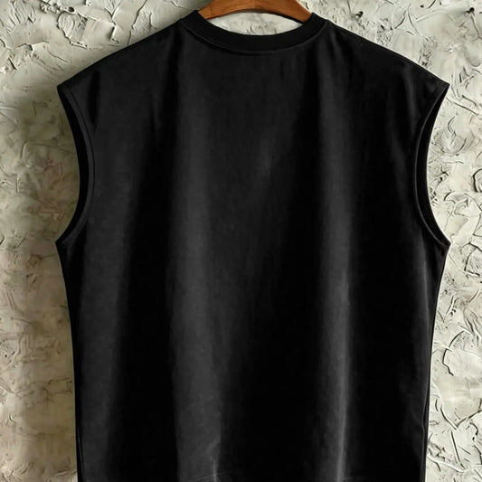 Men's Casual Loose Tank Top, Angel Angel Print, Comfortable Breathable Fabric, Streetwear for Music Festivals, Trendy Store Visits
