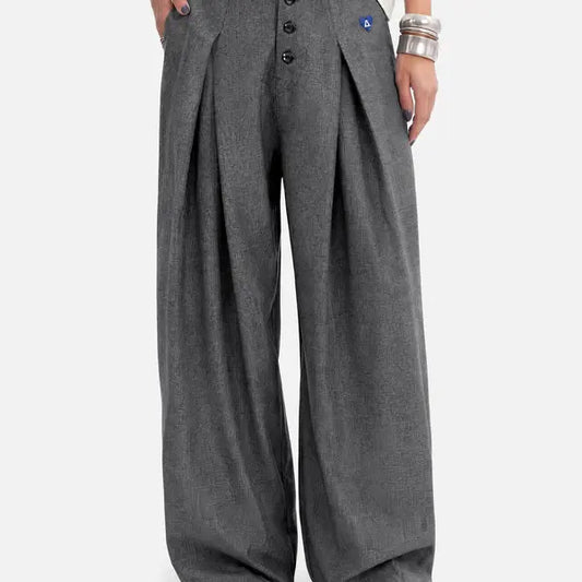 Aelfric Eden Pleated Wide Leg Work Pants High Waist Button Front Tailored Trousers Relaxed Fit Office Outfits Business Casual Pants for Women