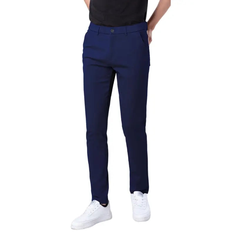 Plaid&Plain Men's Skinny Khaki Pants Tapered Casual Trousers Menswear 819