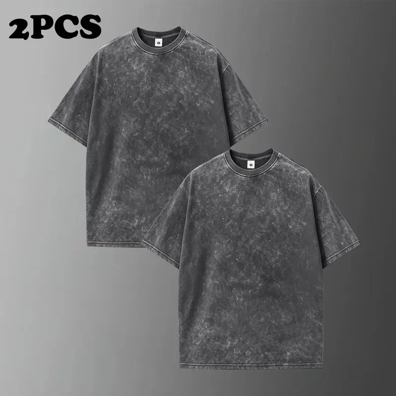Men’s Retro Street Style Lightweight Cotton Short-Sleeve T-Shirt - Palm Tree Print, Washed Distressed Design, Good Graphic Tees - Suitable for Casual Wear, Sports - Ideal Summer Gifts for Him, Tops, Shortsleeve