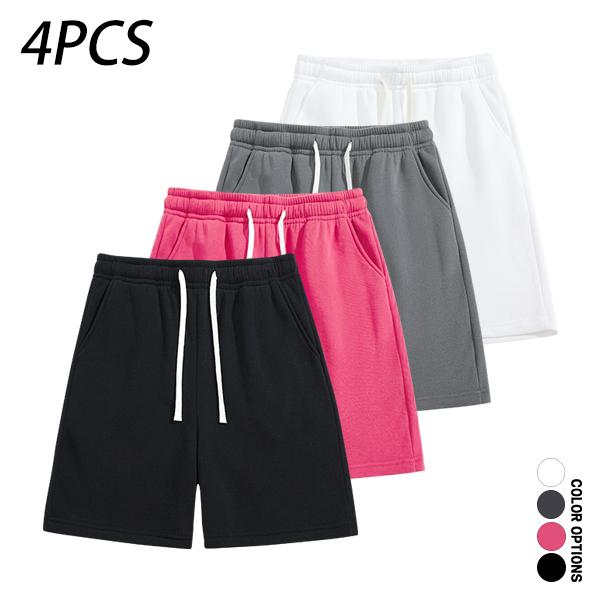Pack of 4 men’s casual shorts featuring a drawstring waist; skin-friendly, breathable, and versatile. Summer loose fit for everyday wear, leisure, sports, and fitness.summervibes