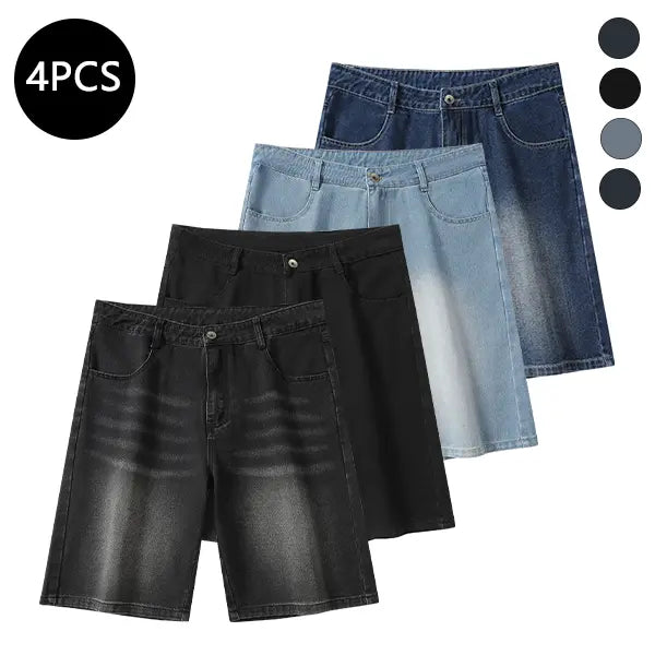 Men’s summer mid-thigh denim shorts — trendy streetwear shorts for summer, casual loose fit, versatile men’s pants