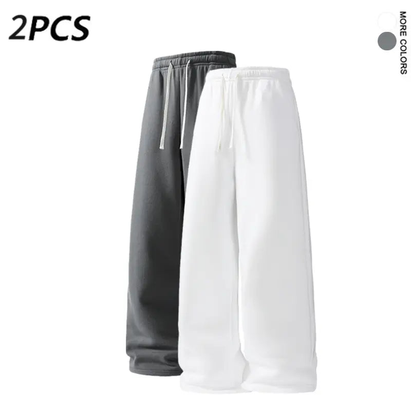 SPEEALER Men’s 2-Pack Warm Fleece Wide-Leg Pants - Personalized Stylish Menswear, Loose Sports Pants, Winter Casual Streetwear Essential Bottoms