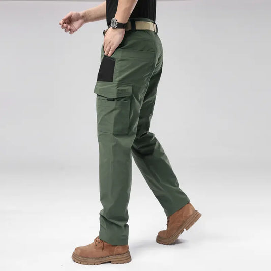 4-pack men’s solid-color tactical cargo pants featuring multiple pockets and zip closures; durable outdoor training pants available in various colors, suitable for fishing, outdoor activities, work, hiking, camping, and more, ideal for spring and autumn w
