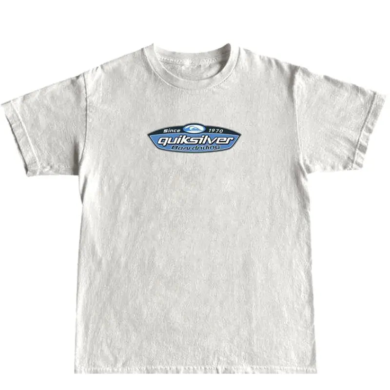 Vintage 90s Quiksilver Skateboarding & Surfing Unisex Crew Neck Tees Casual Short-Sleeve Top