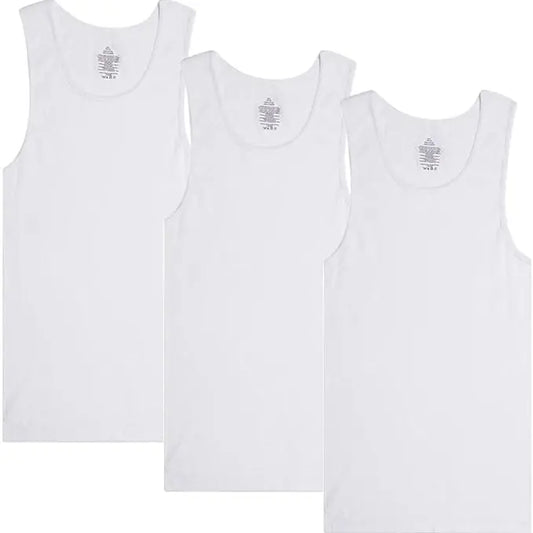 DIAMOND STAR Men's Tag-Free Rib Crew Neck Fitted Tank Tops (Pack of 6) - Soft Cotton Blend Fabric, No-Tag Slim Fit Plain Stretchy Undershirts, Comfortable for Work & Waist-Layered Year-Round Wear