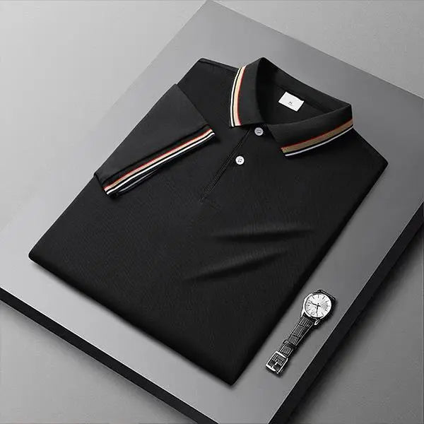 3-pack men's polo shirts with striped collar and cuffs, available in multiple color combinations, perfect for business and casual wear