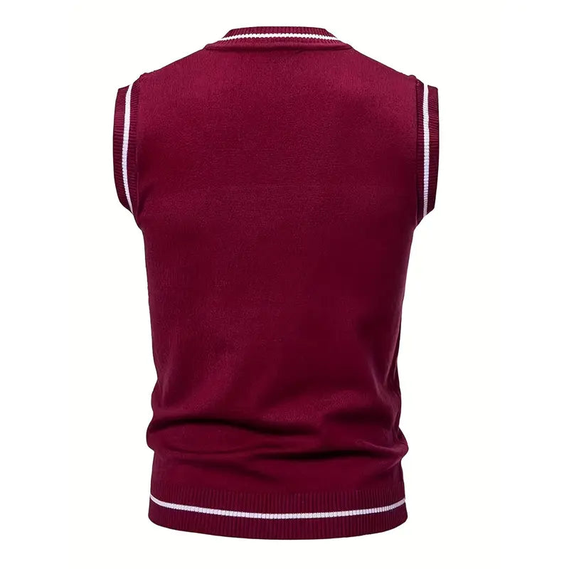 Men's V-Neck Twisted Knit Viscose Rayon Vest - Menswear Breathable Sleeveless Vest, Regular Fit, Medium Stretch, Pull-On Casual Tops, TikTok Shop New Arrival