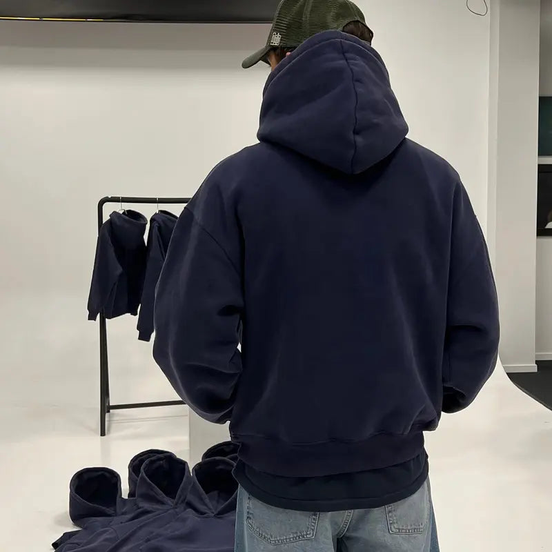 Unisex Cozy Boxy Oversized Blank Hoodie - 360GMS Polyester Fleece Cotton, Plain Streetwear Clothing, Long Sleeve Basic Tops, Relaxed Fit Soft Sweatshirt for Spring Comfort, Long Sleeve Tops