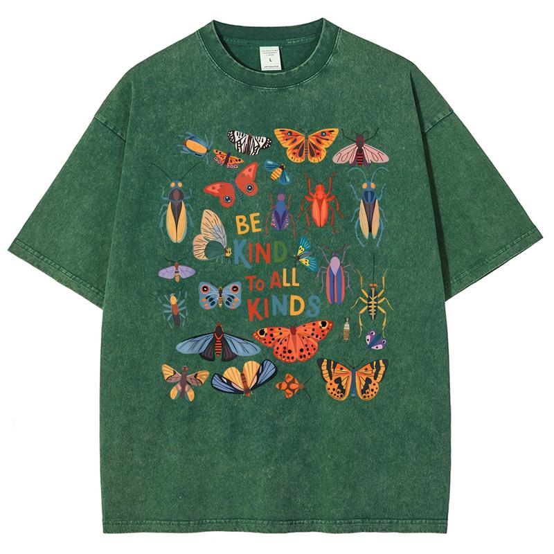 Men's Cotton Tshirt - Vintage 90s "Be Kind To All Kinds Insect Bugs" Graphic Top, Oversized Trendy Menswear Streetwear, Casual Vacation Outfit