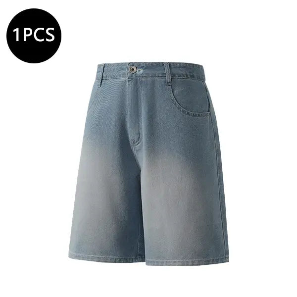 5-Pack Men’s Summer Knee-Length Denim Shorts — Trendy High-Street/Streetwear Athletic Casual Loose Fit, Ideal for Fitness and Running