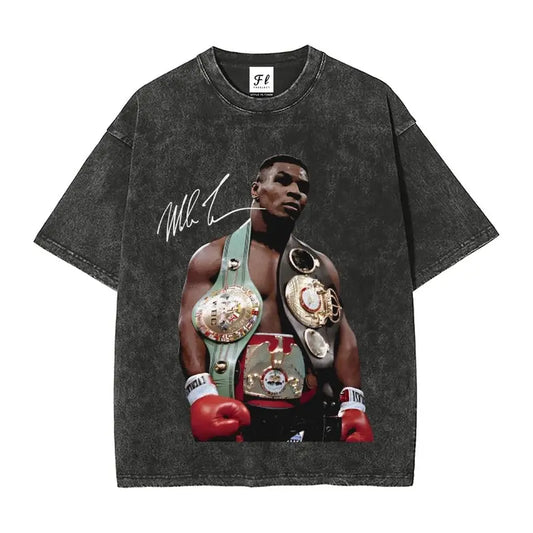 Mike Tyson T-Shirt, 90s Vintage Boxing Sport Legend Oversize Unisex Washed T-Shirt for Women and Men's Unisex Fit Batik Cotton Oversize Streetwear Menswear  Super Soft Pre-Shrunk,back to school,back to school shopping