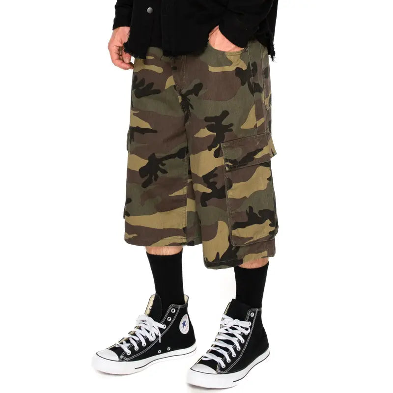 Baggy Fit Cargo Camo Shorts