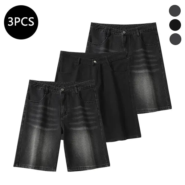 Men’s summer mid-thigh denim shorts — trendy streetwear shorts for summer, casual loose fit, versatile men’s pants