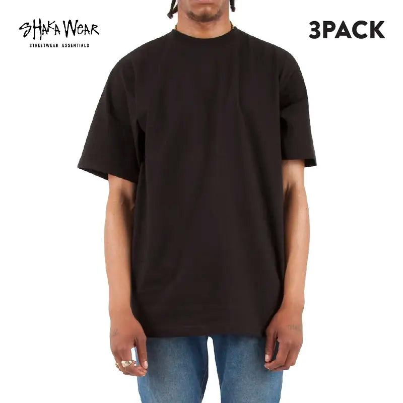 3 Pack SHAKAWEAR Men's Max Heavyweight T Shirts Shaka Wear Short Sleeve Crewneck T Shirt Casual Plain Classic Heavy Cotton Tee Regular (S to 5XLT)