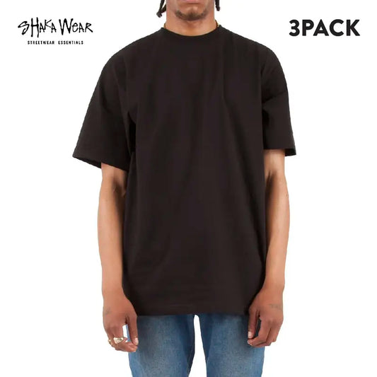 3 Pack SHAKAWEAR Men's Max Heavyweight T Shirts Shaka Wear Short Sleeve Crewneck T Shirt Casual Plain Classic Heavy Cotton Tee Regular (S to 5XLT)