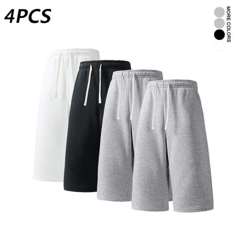 4PCS Men’s 7-Inch Casual Sweat Shorts + Free Socks, Loose Drawstring Workout Shorts, Multicolor,summervibes