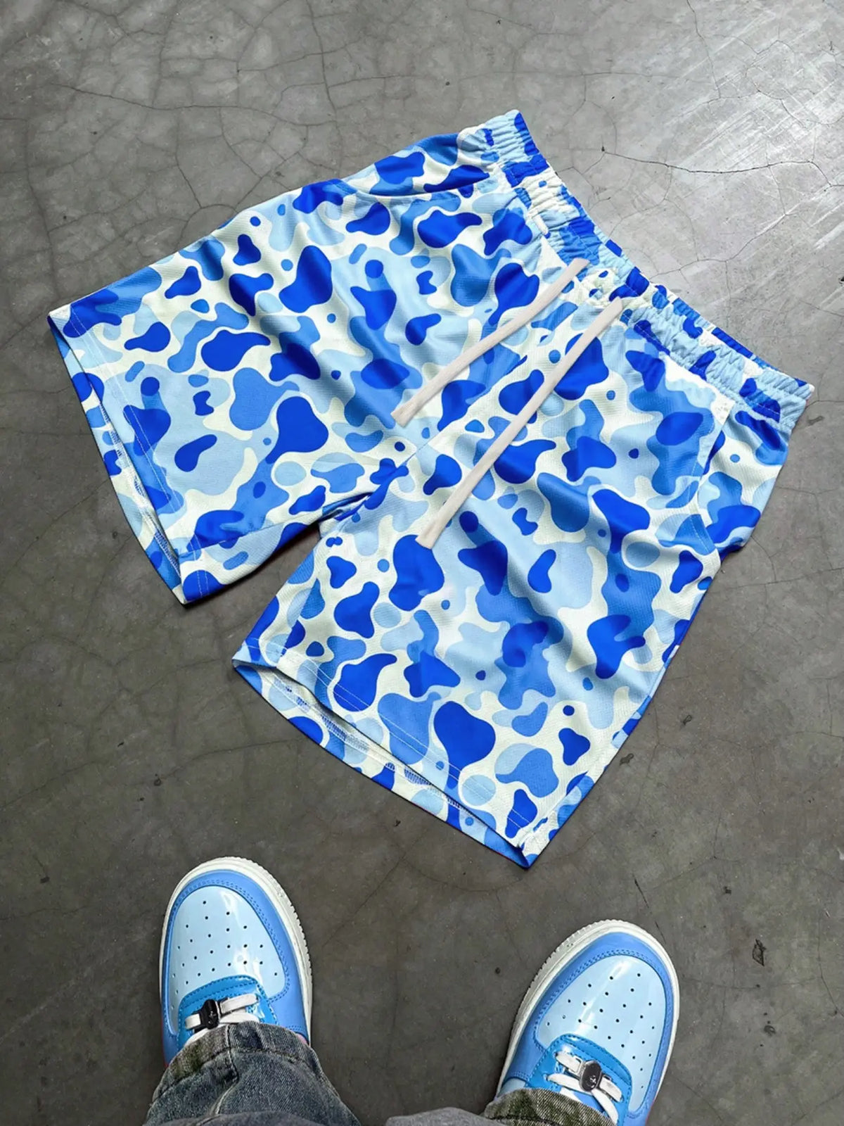 Men's One-Piece Short Pants, Beach Vacation Shorts, Summer Shorts, Lightweight Mesh Fabric, Camo Leopard Print, High Street Style, Casual Commute Wear, Casual Streetwear Shorts, Casual Fashionable Shorts