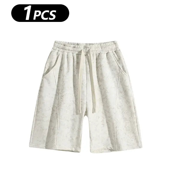 Men's Cotton Blend Sweat Shorts Casual Athletic Lounge, Loose Fit Drawstring with Pockets, Leopard Print Acid Wash, for Summer Workouts, Streetwear & Gym-to-Lounge