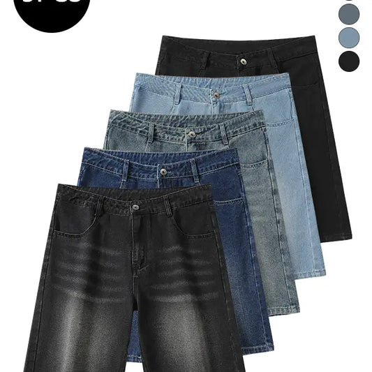 Men’s summer mid-thigh denim shorts — trendy streetwear shorts for summer, casual loose fit, versatile men’s pants