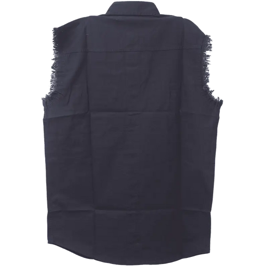 Vance - Men's Biker Motorcycle Dark Blue Cut Off Sleeveless Shirt