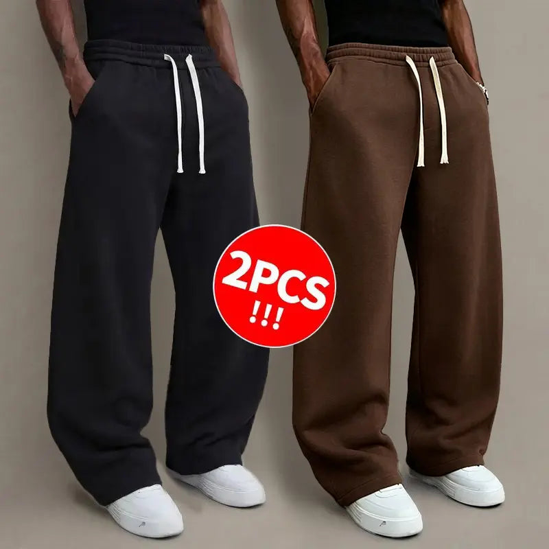 3pcs Men’s autumn/winter knit long pants, comfortable and warm (available in 3-pcs, 2-pcs, and single item).