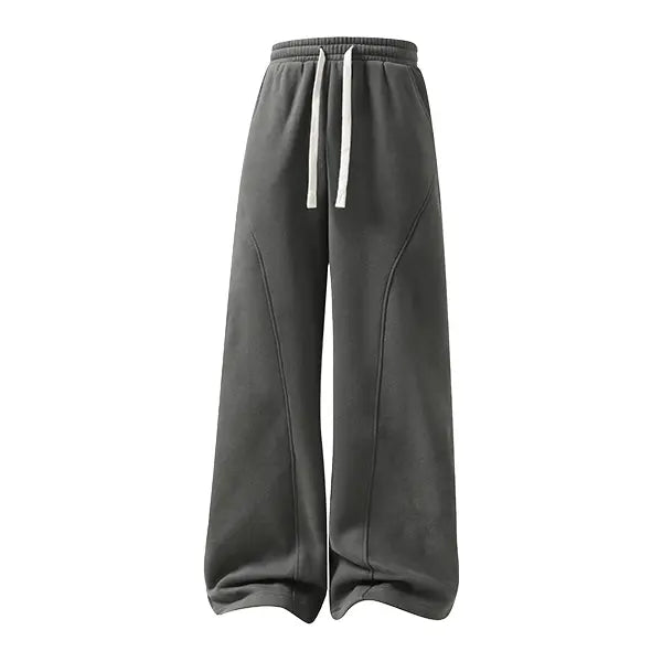 summervibes Men's Solid-Color Drawstring Pants with Curved Blade Design—relaxed fit suitable for all seasons. Street-style men's trousers perfect for everyday wear and layering. Menswear Beige daily wear pant