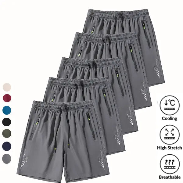 SpringStatements Menswear Men's 5-Pack Knitting 3-Quarter Activewear Shorts - Tropical Beige, Breathable, Comfortable, Secure Zipper Pockets, Above the Knee, Father's Day Gifts