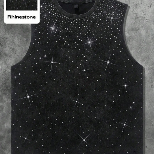 Men's Sleeveless Slim-Fit Waffle Knit Tank Top Vest, Colorblock Stand Collar Design, Casual Outdoor Wear, Solid Color, Comfortable & Stylish