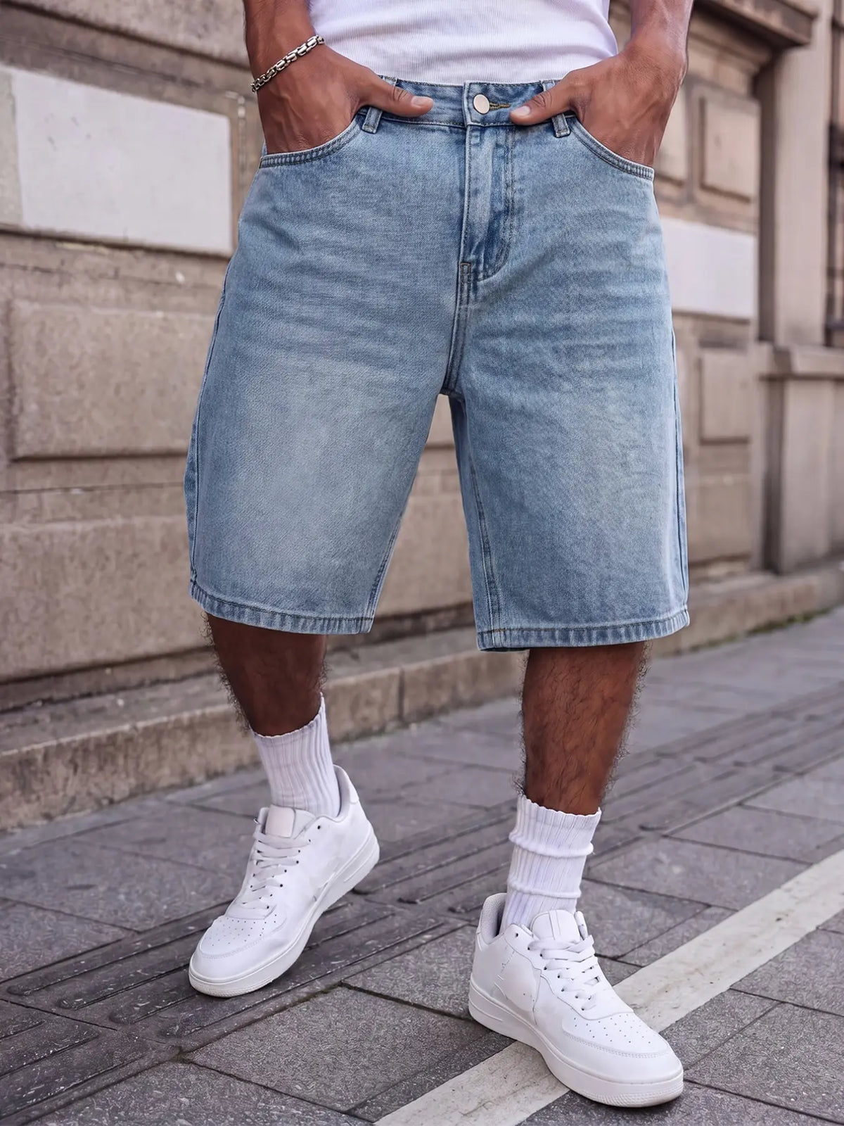 Men’s Black and Gray Loose Washed Denim Shorts Denim Clothing, Street Style, Non-Stretch Summer Streetwear, Sizes XS–XXL (Label W30–W40, Size S Fits 32-Inch Waist)