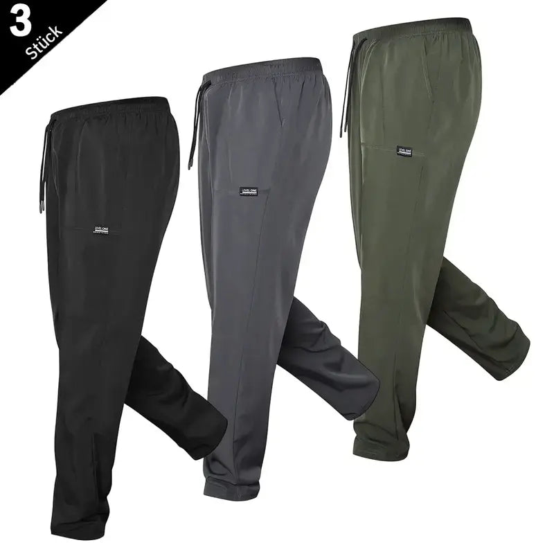 Men's 5 Piece Stylish Classic Casual Pants Set High Stretch Composite Fabric, Plain Regular Fit, Elastic Drawstring Waist, All Season Sporty Chic Clothes, Ideal for Daily Wear, Father's Day Gifts, Basics