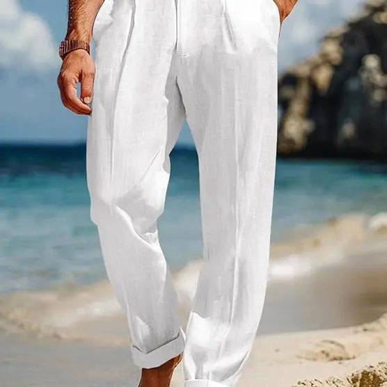 Runcati  Men’s Casual Pants Elastic Waist Lightweight Loose Fit Pleated Slacks Summer Beach Yoga Trousers