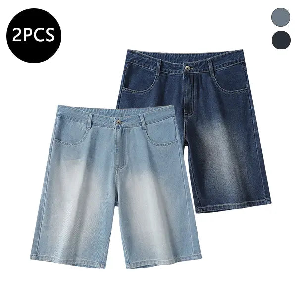 Men’s summer mid-thigh denim shorts — trendy streetwear shorts for summer, casual loose fit, versatile men’s pants