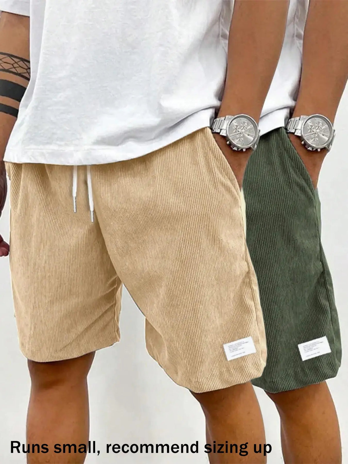 Men's Solid Patched Drawstring Waist Shorts, Menswear Regular Fit Casual Pocket Elastic Waist Shorts for Summer, Men's Bottoms for Daily Wear, Drawstrings Shorts