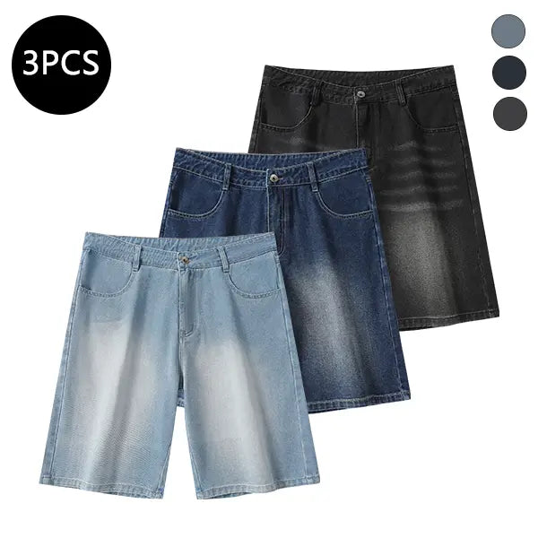 Men’s summer mid-thigh denim shorts — trendy streetwear shorts for summer, casual loose fit, versatile men’s pants