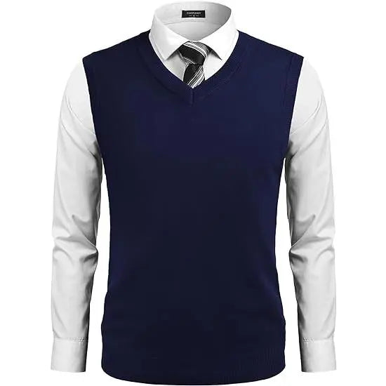 Fall Outfits Men's V-Neck Sleeveless Argyle Sweater Vest Slim Fit Casual Knitted Pullover for Spring Autumn Winter Office Wear & Party Events